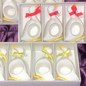 Duck Goose Napkin Ring Holders Yellow Red Ribbon 1983 Ron Gordon Designs
